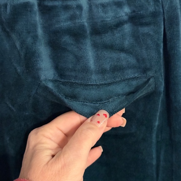 Monrow Blue Green Velvet Straight Wide Leg Pull On Pants  31889 - Picture 6 of 13